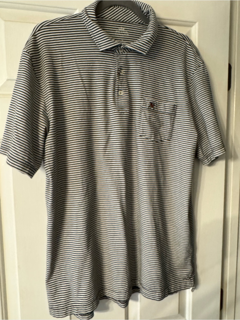 Peter Miller Striped Polo Shirt - Navy & White large